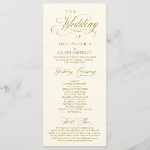 Classic Elegance Guld, Bröllop Ceremony Program
