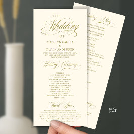 Classic Elegance Guld Script, Bröllop Ceremony Program