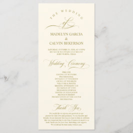 Classic Elegance Guld Script, Bröllop Ceremony Program