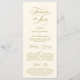 Classic Elegance Guld Script, Bröllop Ceremony Program