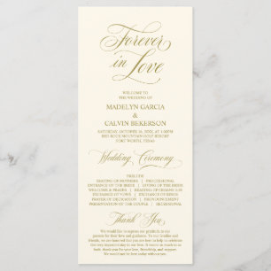 Classic Elegance Guld Script, Bröllop Ceremony Program