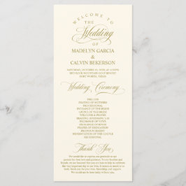 Classic Elegance Guld Script, Bröllop Ceremony Program