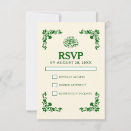 Classic Elegance Ivory & Emerald Floral Wedding OSA Kort