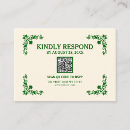Classic Elegance Ivory & Emerald Islamic QR RSVP Tilläggskort