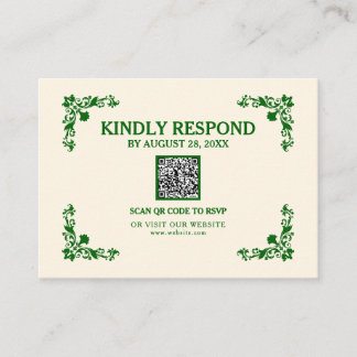 Classic Elegance Ivory & Emerald Islamic QR RSVP Tilläggskort