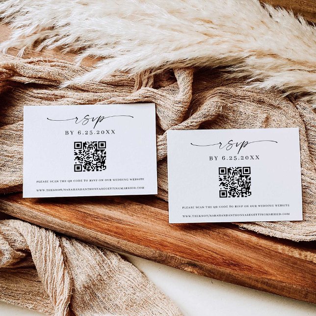Classic Elegance Modern Wedding RSVP QR code Inbjudningar (Skapare uppladdad)