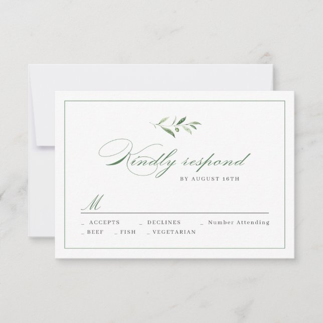 Classic Elegance Script Greenery bröllop OSA (Framsida)