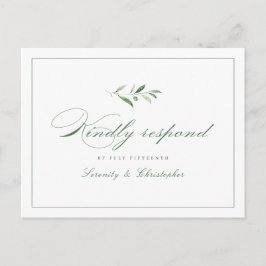 Classic Elegance Script Greenery bröllop OSA Inbjudan Vykort