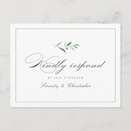 Classic Elegance Script Greenery bröllop OSA Invi Inbjudan Vykort