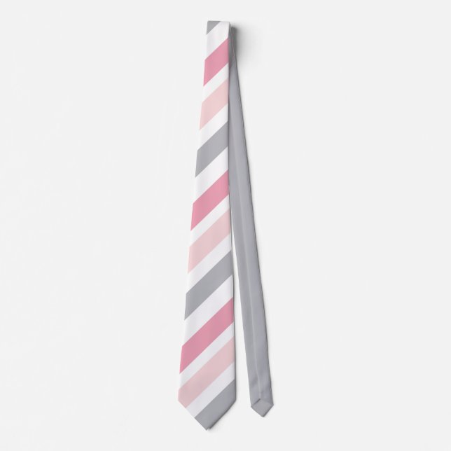 Classic Elegance Soft Pastel Rosa Grått Rand Slips (Framsida)
