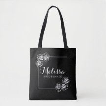 Classic Elegant Black & Vit ros Bridesmaid Gift