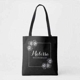 Classic Elegant Black & Vit ros Bridesmaid Gift Tygkasse