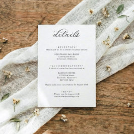 Classic Elegant Calligraphy Wedding Details Tilläggskort