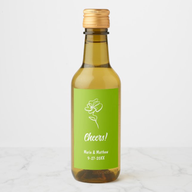 Classic & Elegant Citrus Green Floral Sketch Vinetikett (Framsida)