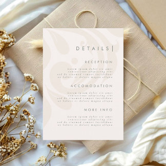 Classic Elegant Cream Sage Damask Wedding Details Tilläggskort