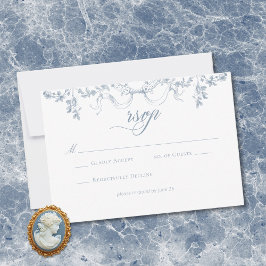 Classic Elegant Dusty Blue Floral Frame Wedding OSA Kort