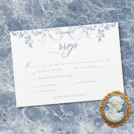 Classic Elegant Dusty Blue Floral Swag Wedding OSA Kort