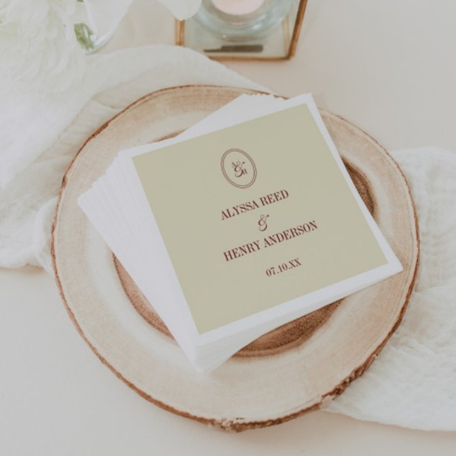 Classic Elegant Ivory Cream Monogram Wedding Names Pappersservett (Skapare uppladdad)