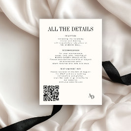 Classic elegant ivory old money wedding details tilläggskort