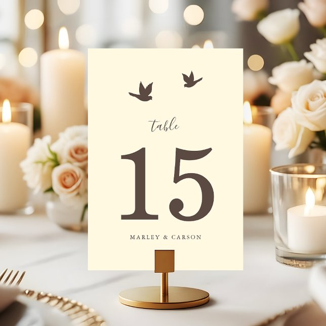 Classic Elegant Love Birds Ivory Wedding Bordsnummer (Skapare uppladdad)
