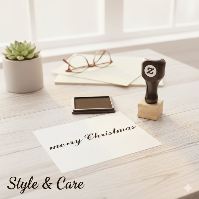 Classic Elegant Merry Christmas Script Stämpel (Classic Elegant Merry Christmas Script Rubber Stamp)