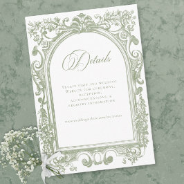 Classic Elegant Sage Arch Floral Frame Wedding Tilläggskort