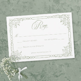 Classic Elegant Sage Green Floral Frame Wedding OSA Kort