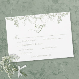 Classic Elegant Sage Green Floral Frame Wedding OSA Kort