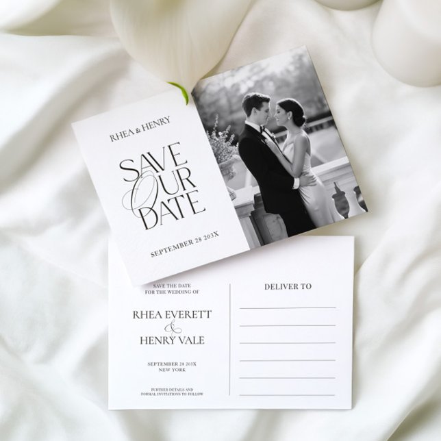 Classic Elegant Save Our Date Photo Postcard  Vykort (Classic Elegant Save Our Date Photo Postcard)