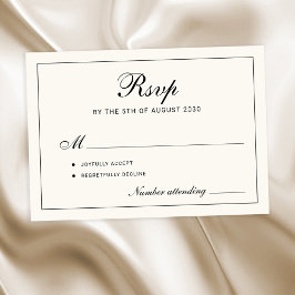 Classic elegant script black and ivory wedding OSA kort