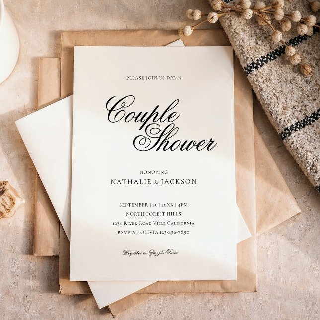 Classic Elegant Script Couple Shower Invitation Inbjudningar (Skapare uppladdad)