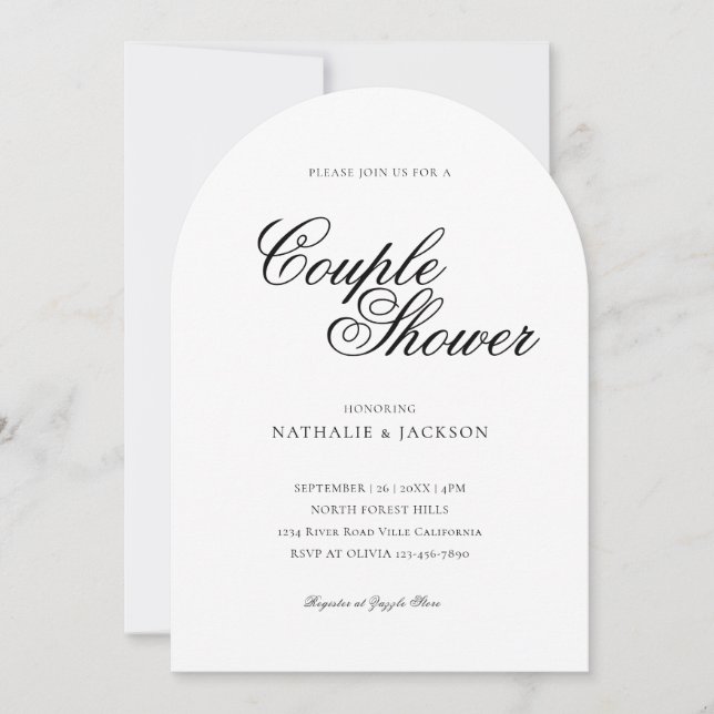 Classic Elegant Script Couple Shower Invitation Inbjudningar (Framsida)