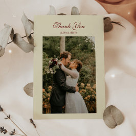 Classic Elegant Script Ivory Cream Wedding Photo Tack Kort