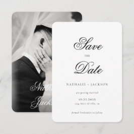 Classic Elegant Script Photo Wedding Save the Date Spara Datumet
