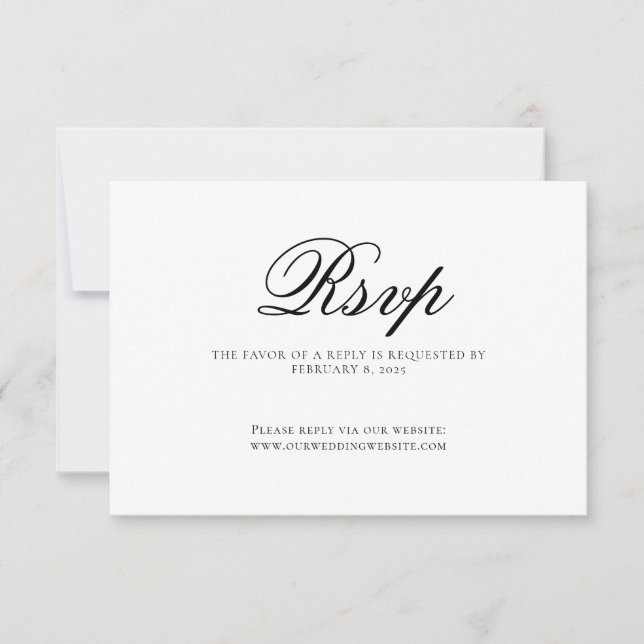 Classic Elegant Script Wedding OSA Kort (Framsida)