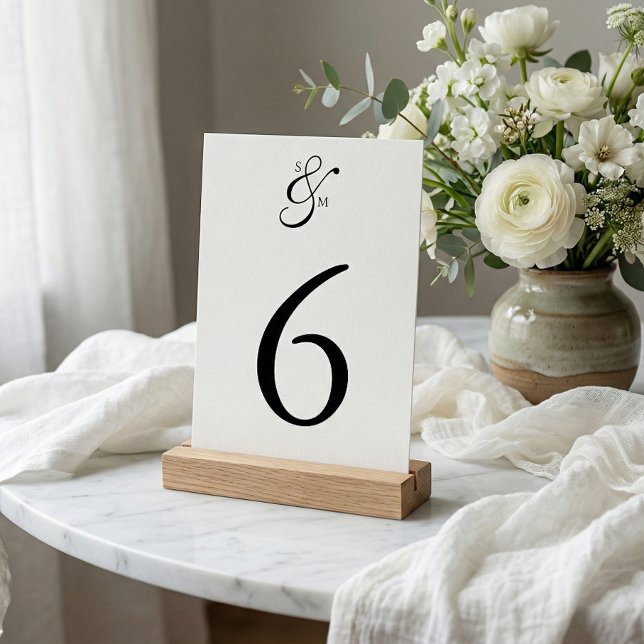 Classic Elegant Simple White Wedding Table Card Bordsnummer (Skapare uppladdad)