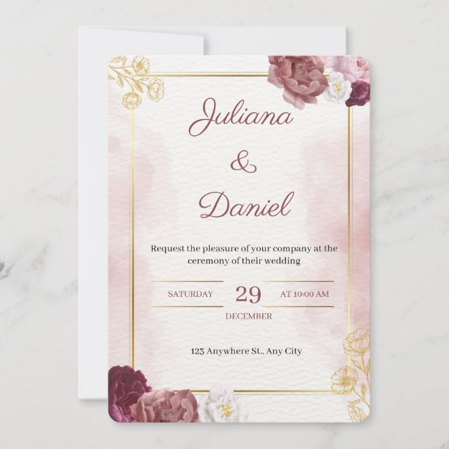 Classic Elegant Wedding Invitation Inbjudningar (Framsida)