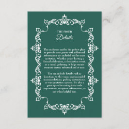Classic Emerald Green Ornately Framed Wedding Tilläggskort