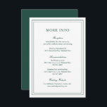 Classic Emerald Grönt Elegant bröllop Tilläggskort<br><div class="desc">Klassisk grönt för stil-skogar/nödbock grönt bröllop-hölje med en enkel och minimal utformning med dina detaljer omgivna av en dubbla gräns. Typsnitt alternerar mellan och elegant-skript,  en traditionell serif och minimalist sans serif typsnitt. Detta djurutrymmeskort är underbart för ett formellt bröllop.</div>
