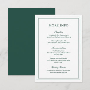 Classic Emerald Grönt Elegant bröllop Tilläggskort
