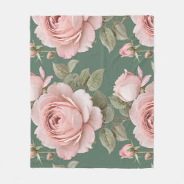 Classic English Roses In Blush Pink  Fleecefilt