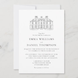 Classic Estate Illustration Wedding Invitation Inbjudningar