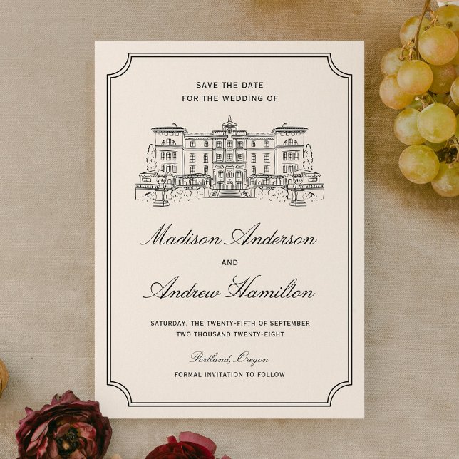 Classic Estate Illustration Wedding Spara Datumet (Skapare uppladdad)