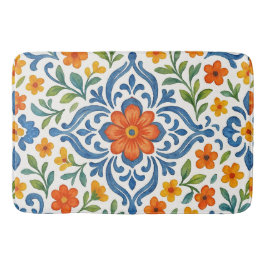 Classic Ethnic Mediterranean Blommigt Art Mönster Badrumsmatta