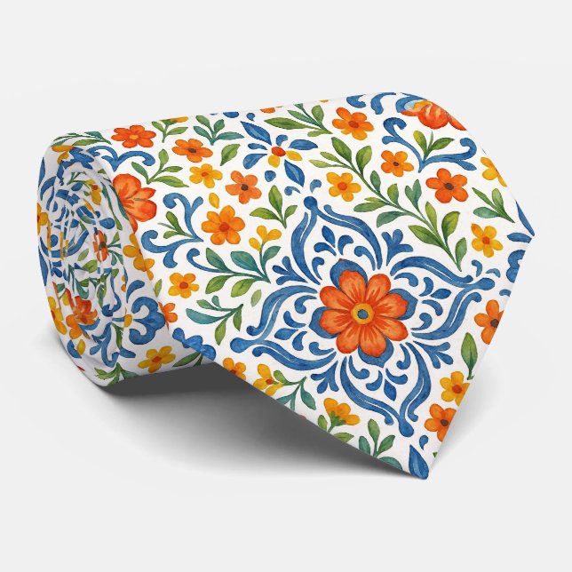 Classic Ethnic Mediterranean Blommigt Art Mönster Slips (Rullad)