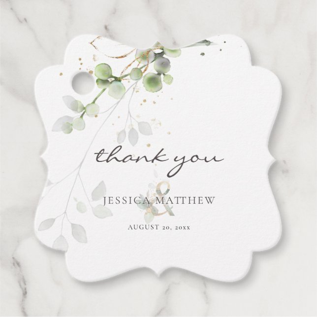 Classic Eucalyptus Greenery Gåvor Etiketter (Framsida)