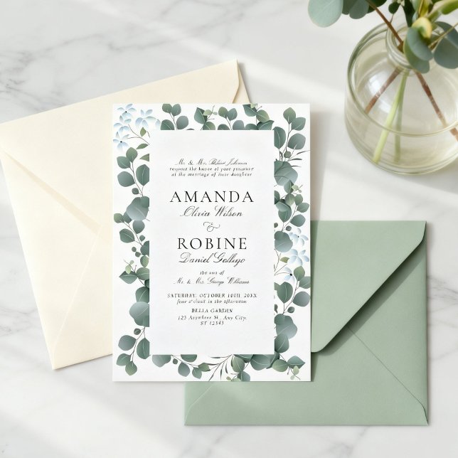 Classic Eucalyptus Wedding Invitation Inbjudningar (Skapare uppladdad)