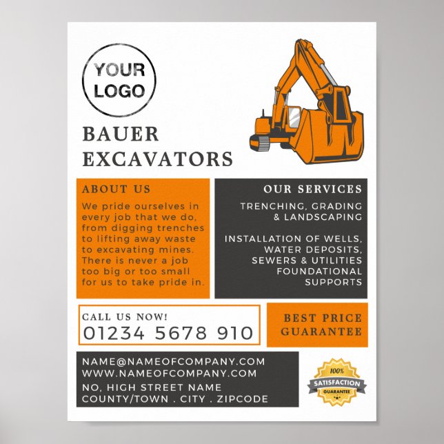Classic Excavator, Builders Advertising Poster (Framsidan)