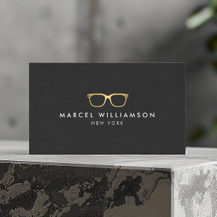 Classic Faux Guld Eyeglasses Logotyp on Vintage Bl Visitkort
