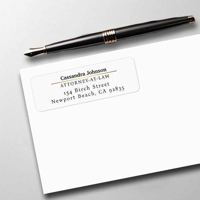 Classic Faux Guld Line Law Lawyer Adress Returadress Etikett (business corporate return address label lawyer law paralegal attorney modern classic minimalist gold)
